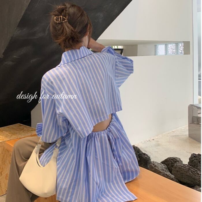 オータムバックルーズスタイルブラウス シャツ レディース ロング 秋物 ドラファッションホール57589554531
