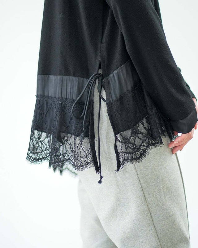 レースヘムハイテンションカットソー　2614503　ラリアムー　Lallia Mu