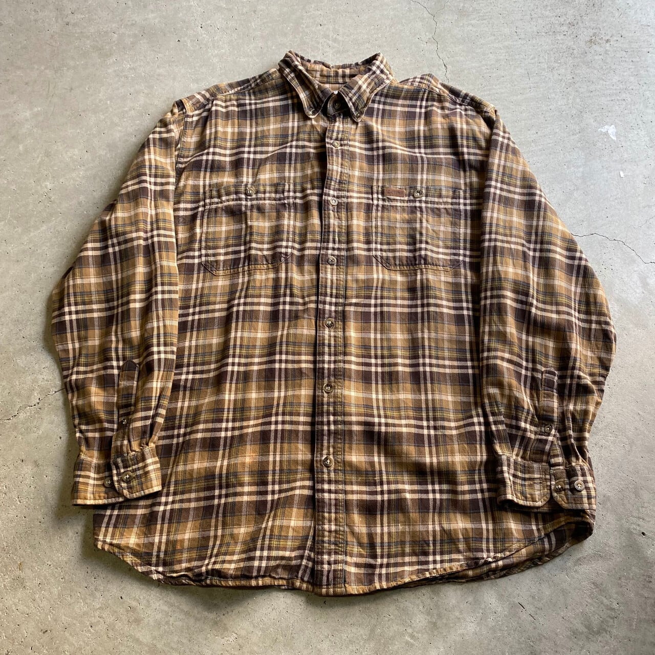 Carhartt カーハート 長袖 チェック柄 ライトネルシャツ メンズL 古着 チェックシャツ ブラウン系 茶色【長袖シャツ】【2203AL15】  | cave 古着屋【公式】古着通販サイト