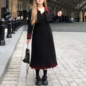 Two-tone long slip dress(ME017)