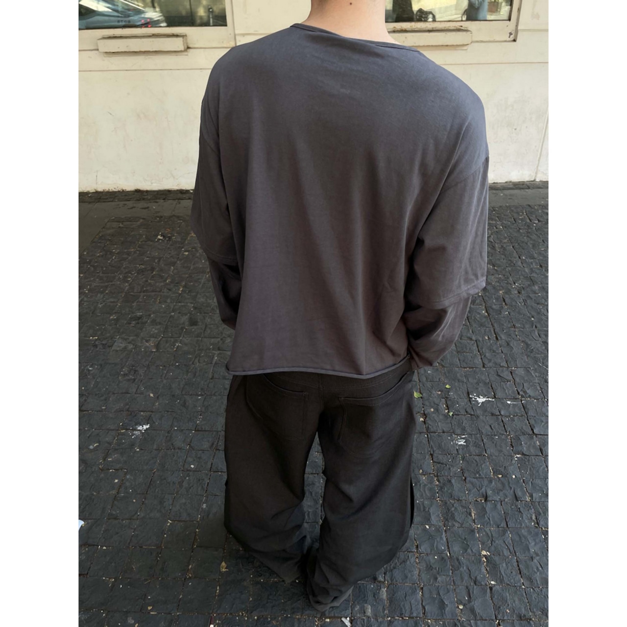 VINTAGE ストリート ヘンリーネック ロングTシャツ T2018