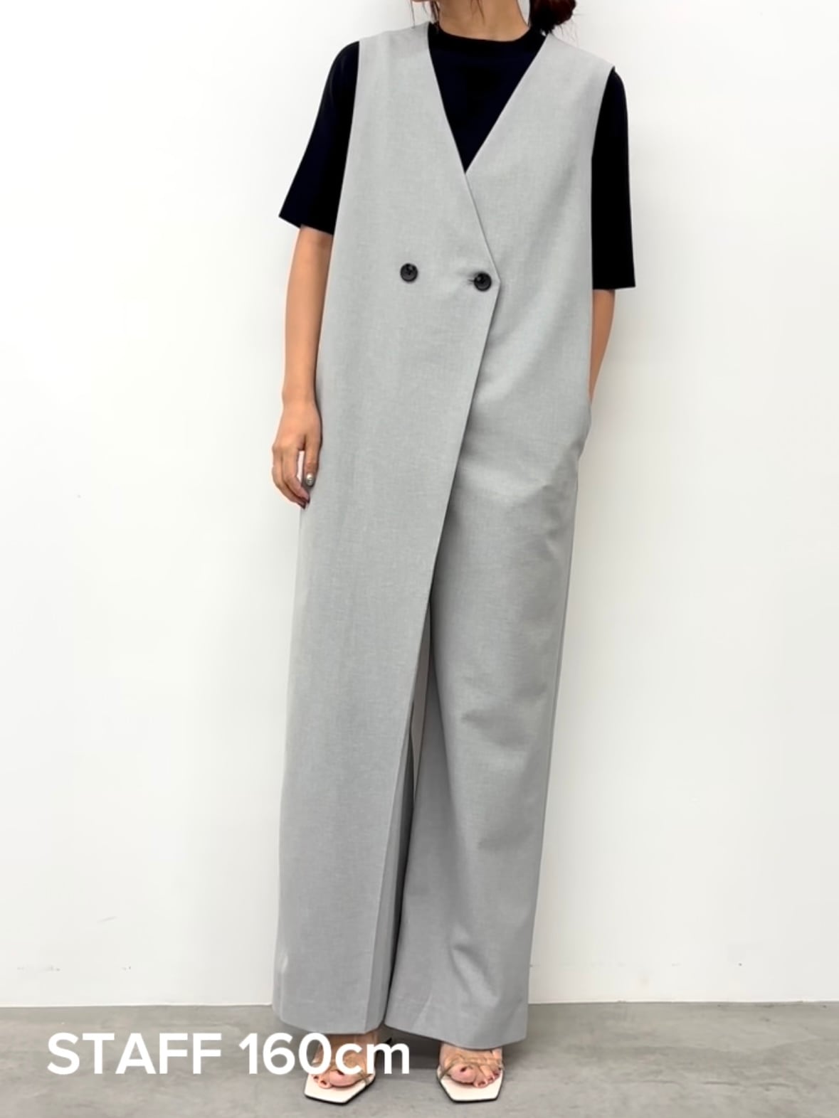CLOCHE(クロッシェ) ダブルボタンラップサロペット 送料無料】CLOCHE(クロッシェ) ダブルボタンラップサロペット 手洗い