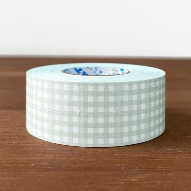 スタンプマルシェ ギンガムチェック グレー 弱粘着 ラベラーシール SM01