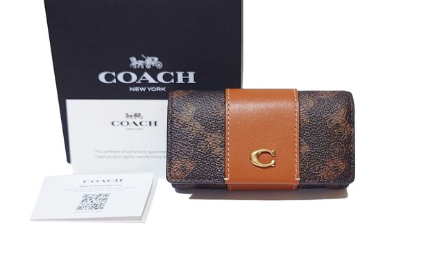 ほぼ未使用 COACH コーチ 6連キーケース エッセンシャル 6  ホース アンド キャリッジ ブラウン CAO00 馬車柄