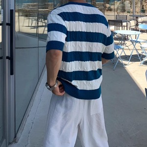 マリンボーダーニットTシャツ　0605