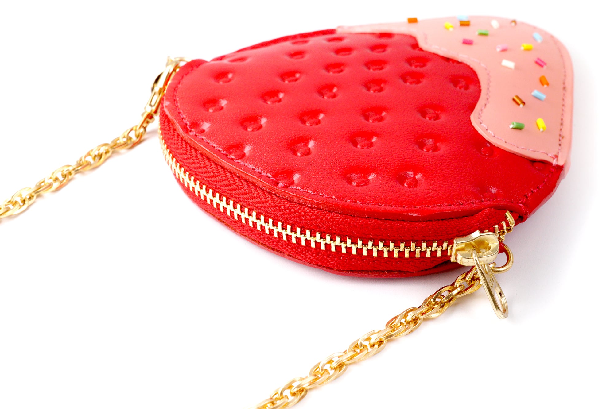 スイカ」が入るチョコがけいちご・ピンクスプリンクル（牛革製コイン