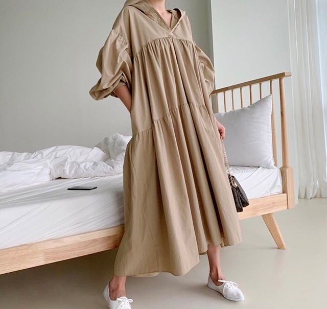 フレアワンピース フード付き ロング丈 ナチュラル オーバーサイズ 春夏秋 大人きれい Op0577 Natuliria ナチュリリア