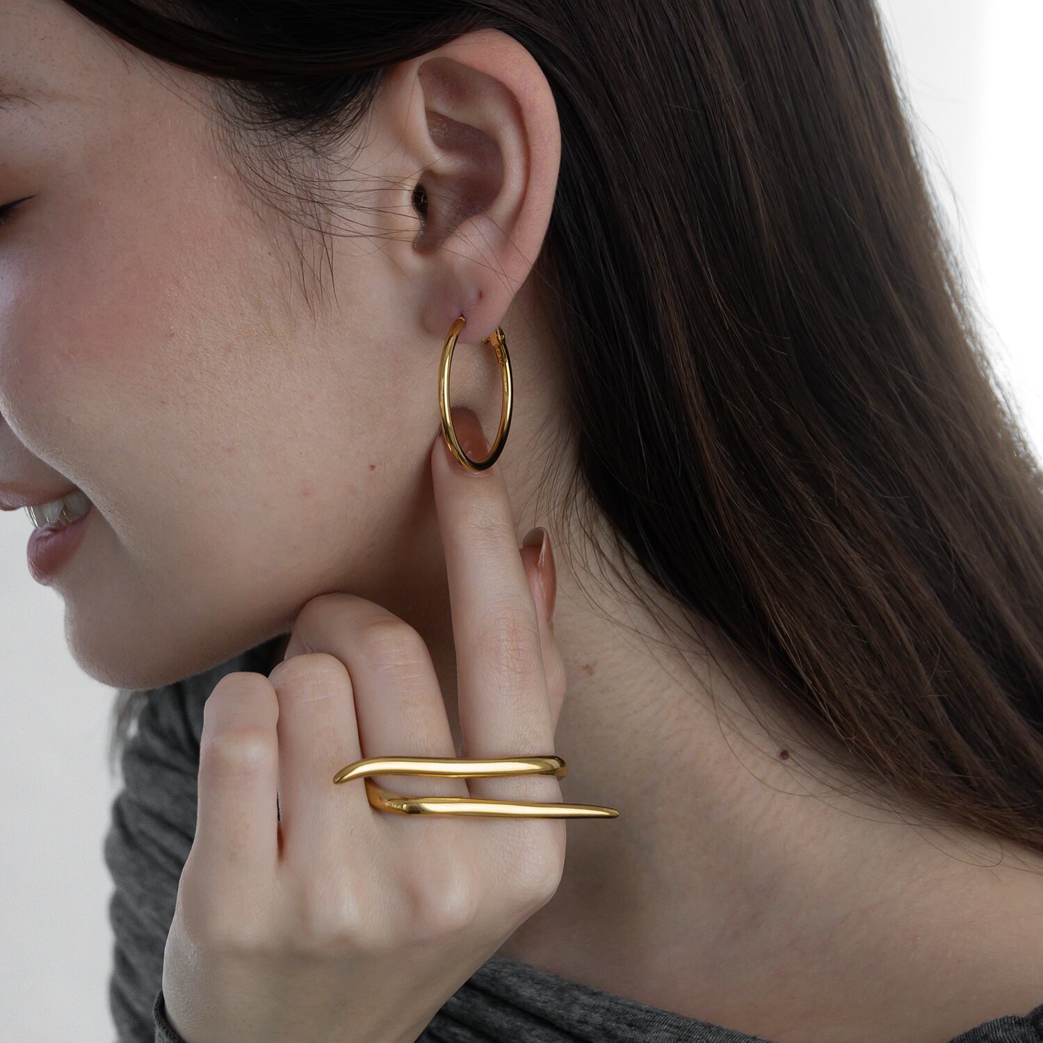 ネコポス便】ピアス シンプル フープピアス 選べる サイズ 18K フープ