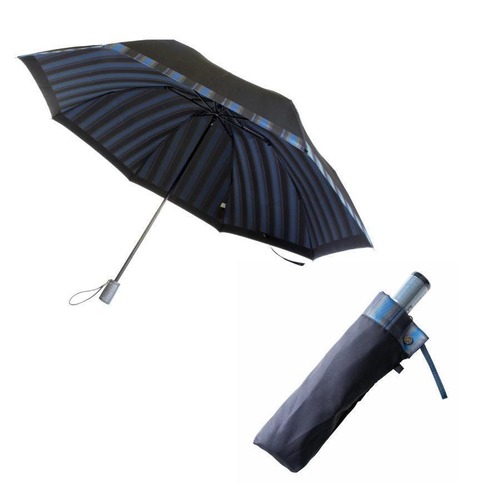 【紳士雨傘】槙田商店　折りたたみ傘（日本製）甲州織 ビジネスシーンに寄り添った大人の雨傘Tie　Plain×Stripe　〔槙田商店〕D,NAVY　　mt-ps-dnv