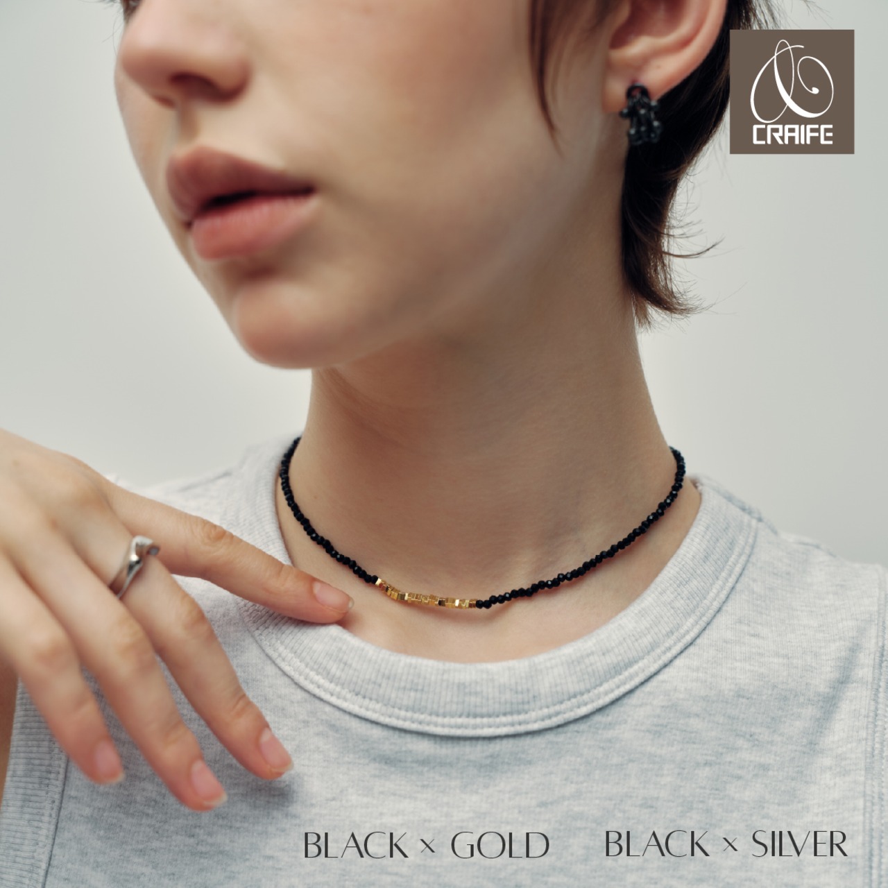 Necklace -Black×Gold/Black×Silver-