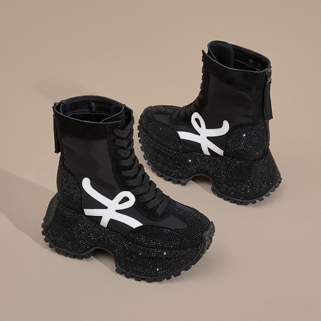 zip-up thick-soled short boots la2708