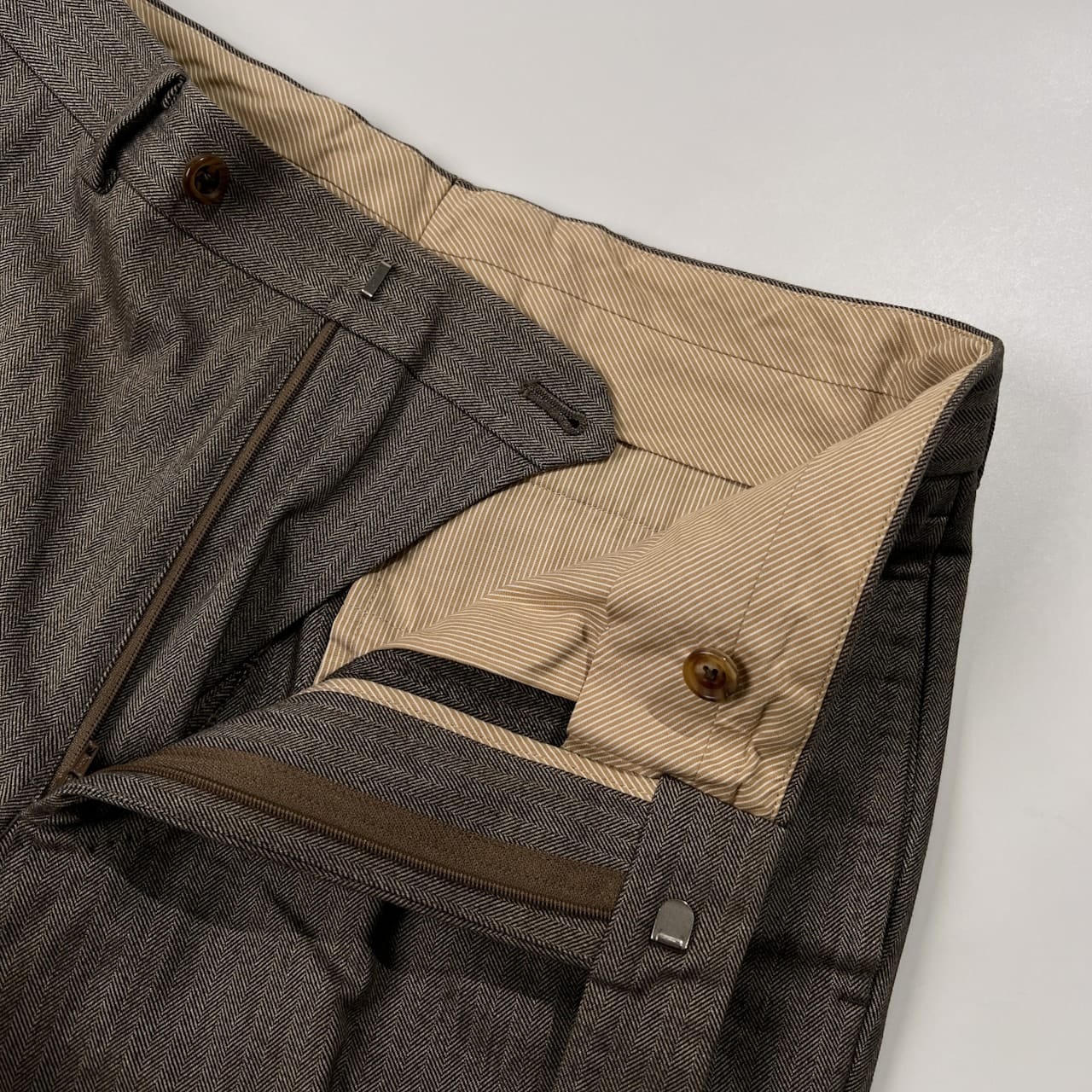 EDIFICE エディフィス ヘリンボーン ストライプ スラックスパンツ ボトムス 46 /メンズ/日本製/ベイクルーズ