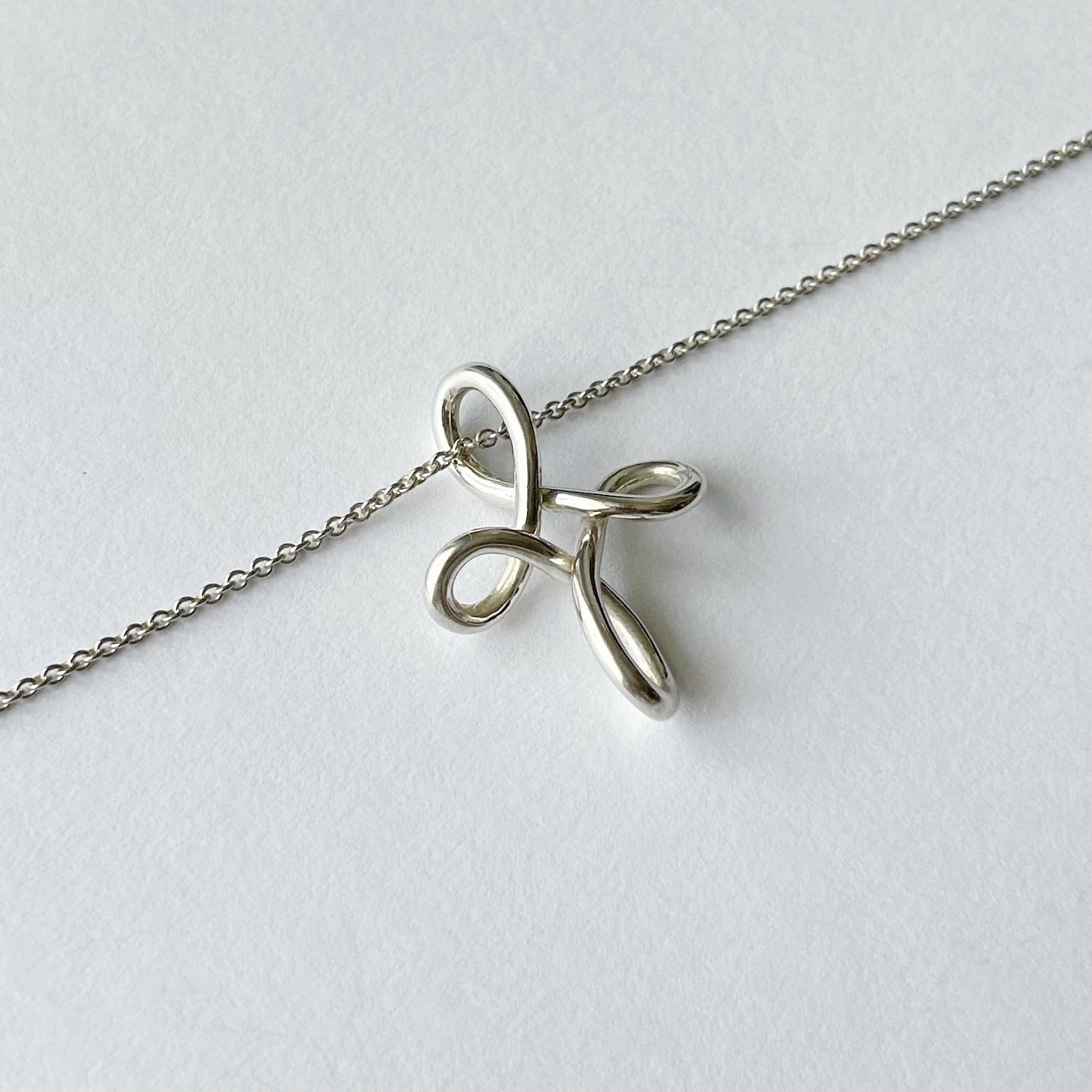 T7174】Tiffany&Co. Infinity cross long chain necklace/silver925