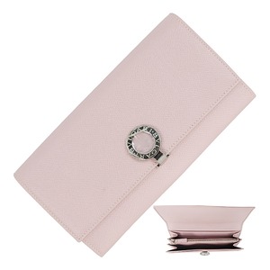 Unused BVLGARI ブルガリ ロング クリップウォレット 30415 ブルガリ・ブルガリ グレインカーフレザー ピンク 二つ折り長財布 未使用品