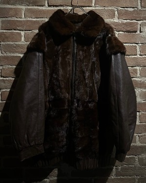 【Caka act3】"2WAY" Special Fur Switching Vintage Arm Detachable Gimmick Leather Jacket