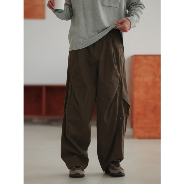リベットプリーツ ワイドイージーパンツ a-1185