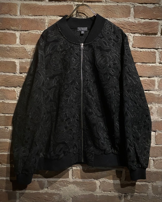 【Caka act3】 Flower Pattern Loose Mesh Bomber Jacket