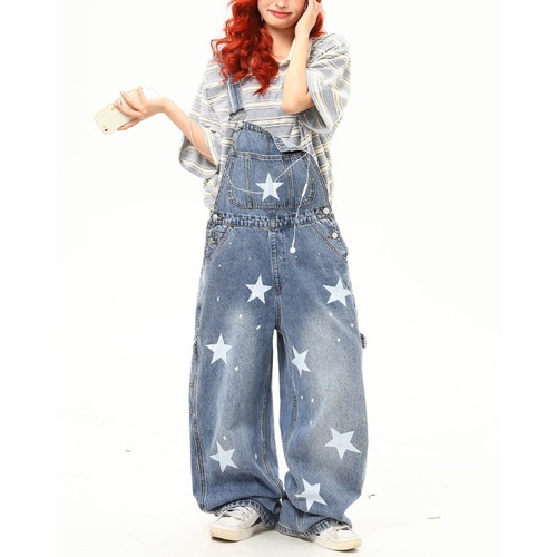 star design denim overalls　スターデザインデニムオーバーオール　J1189