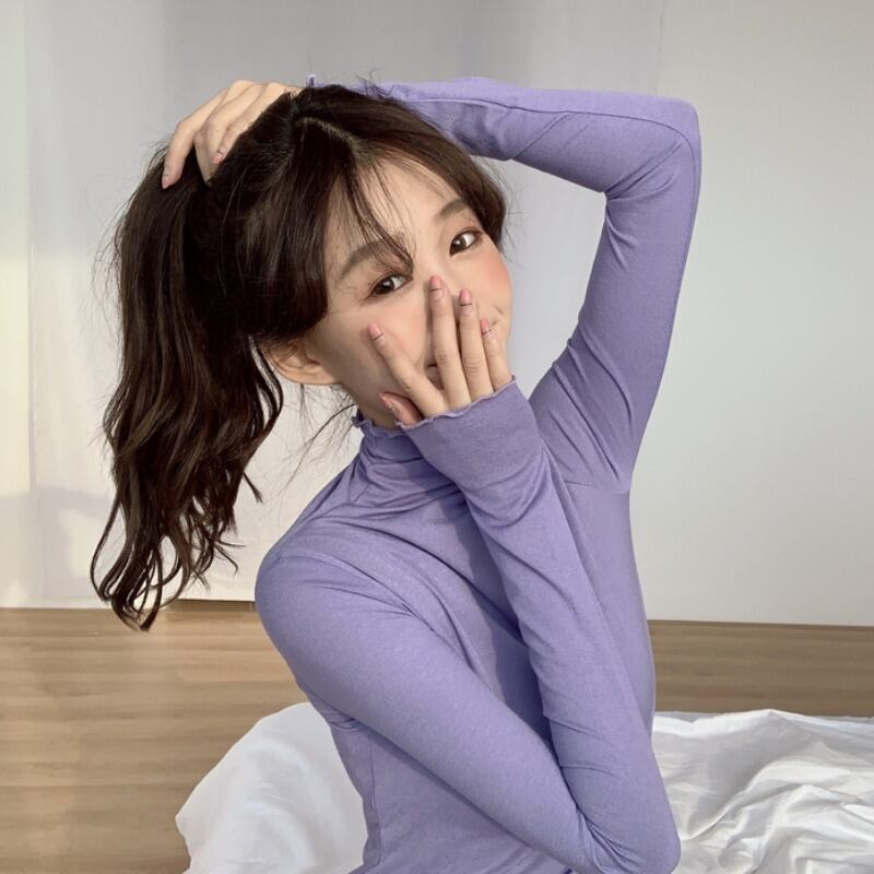 ブラック薄手Tシャツ シャツ 長袖スリーブスプリングオータムウィンタースタイルホワイトトップス ロング 春物 秋物 冬物 1号婦人97187383367