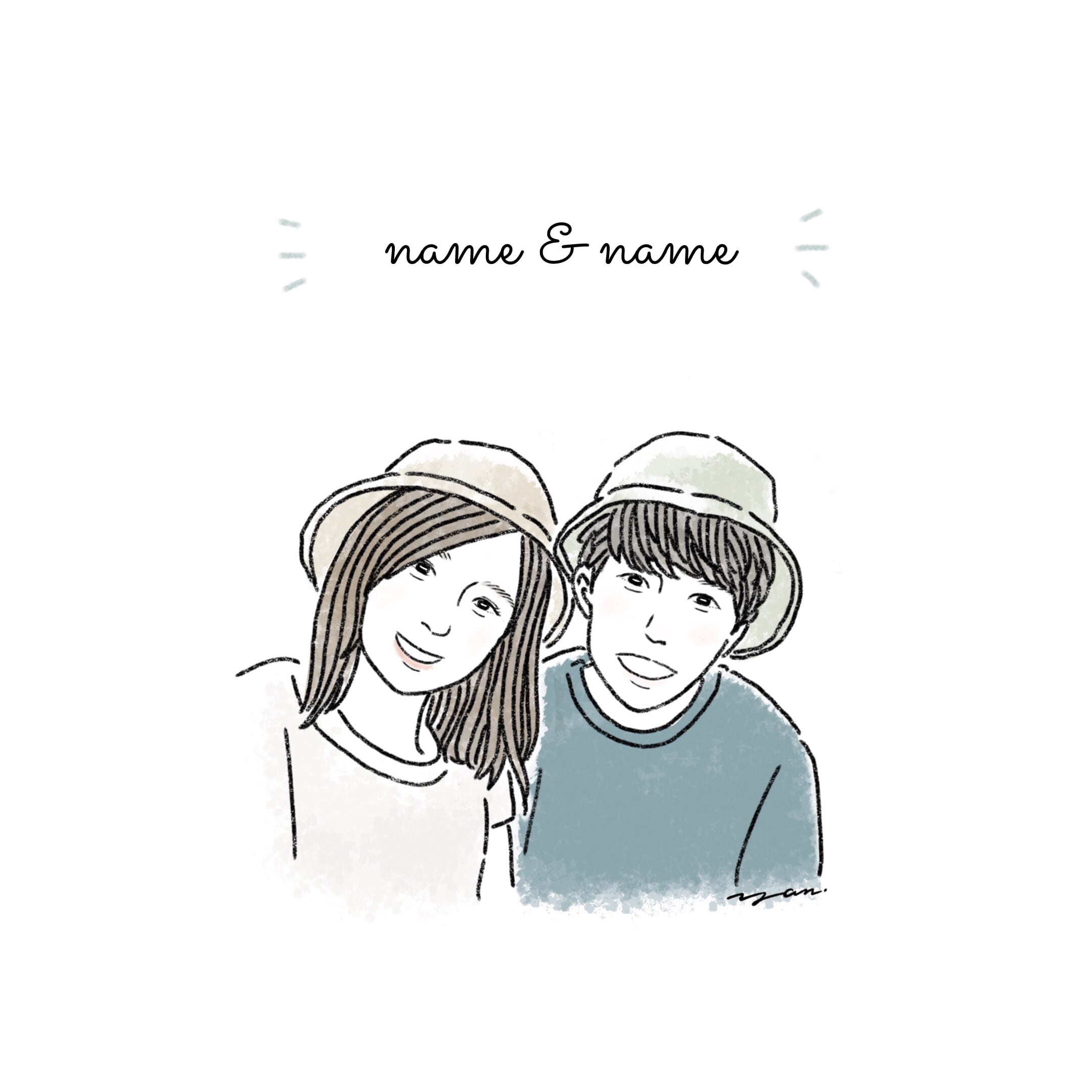 似顔絵 上半身のみ (1人300円) | ヤンデザイン イラスト