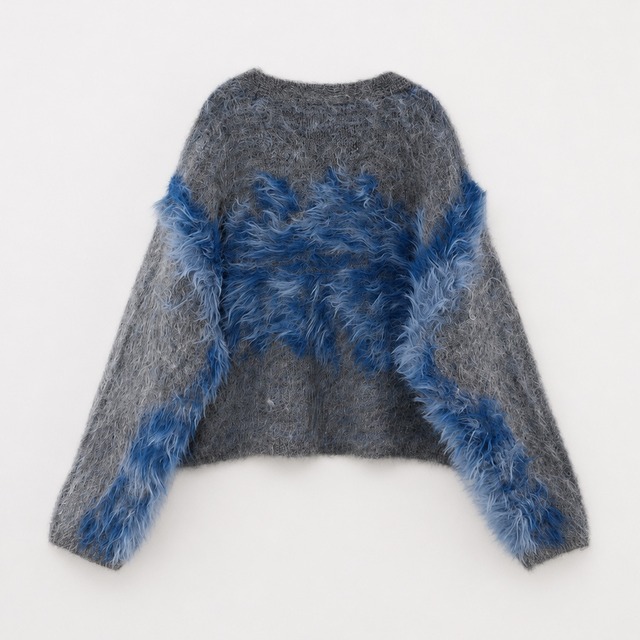 Contrast shaggy cardigan A00049