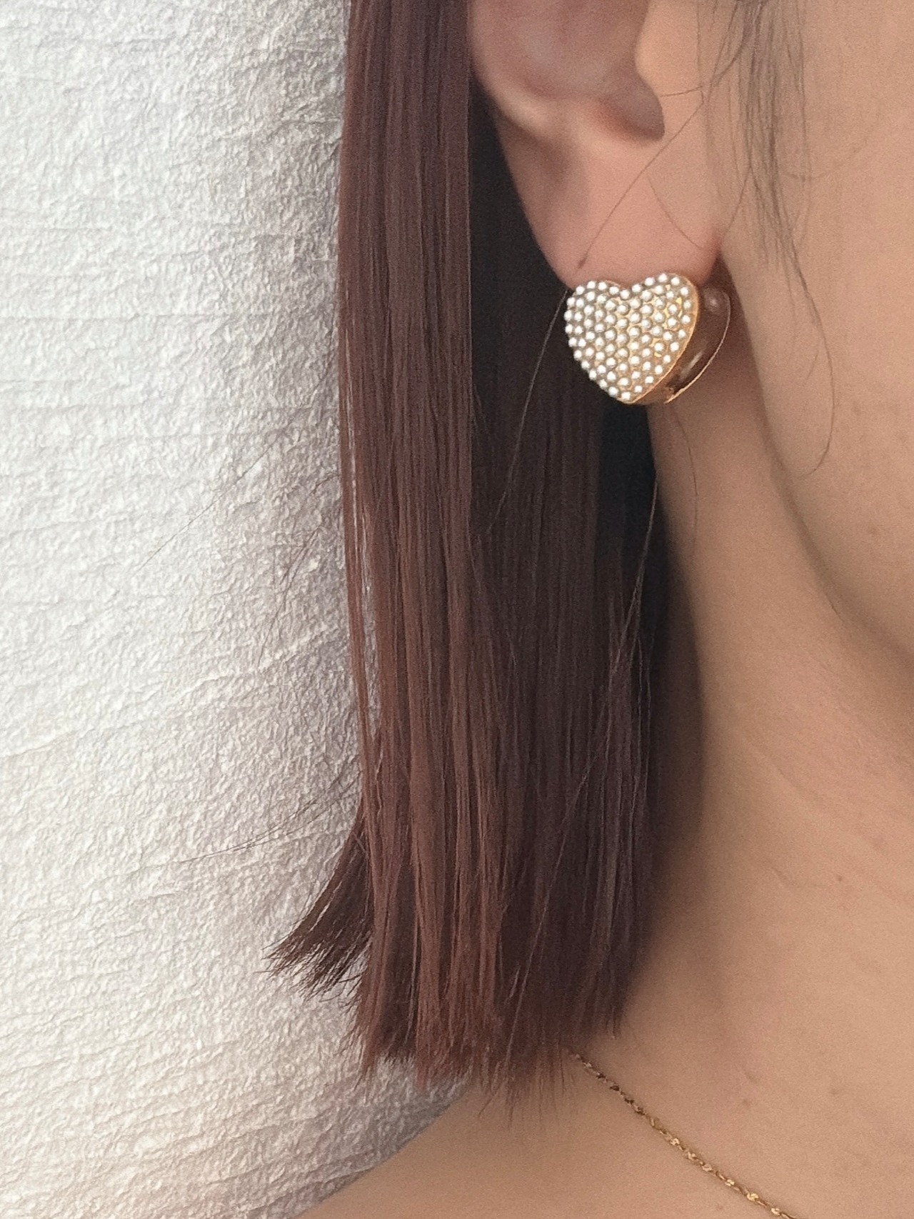 ドットパールハートピアス