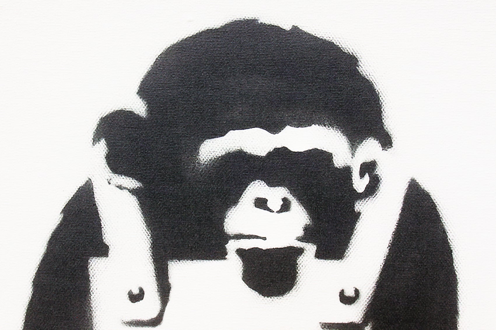 バンクシー「ラフ ナウ/Laugh Now」展示用フック付きキャンバスジークレ Banksy