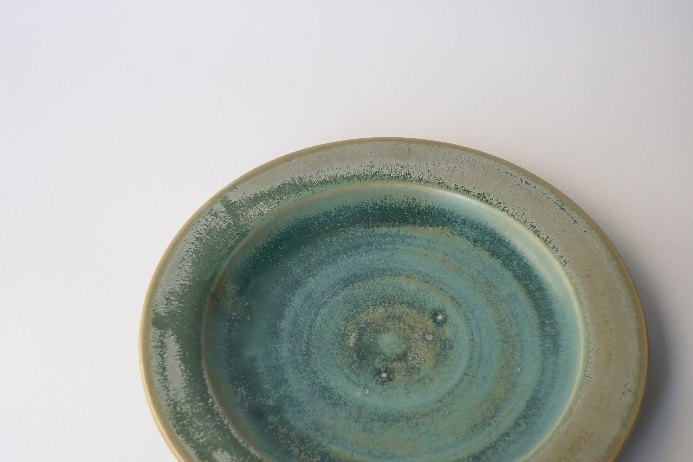 palette pottery 1-1 中園晋作リム皿 緑 131 | Hase