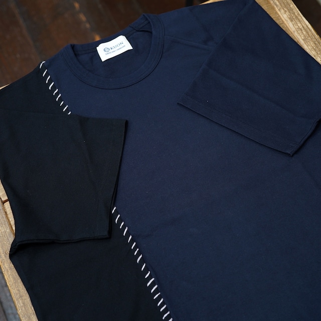 KUON(クオン) 手刺し子切り替えTシャツ ネイビー