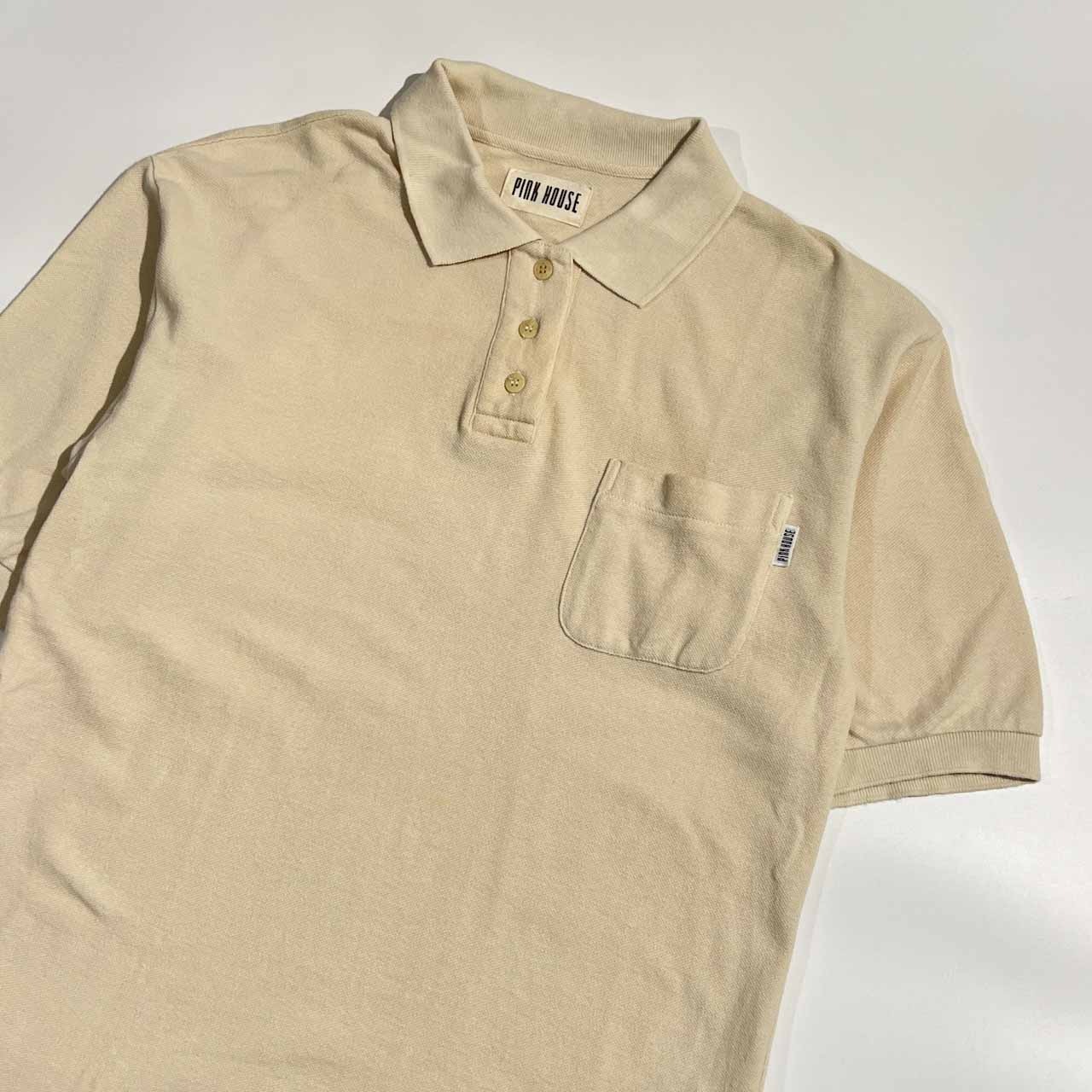 PINK HOUSE ピンクハウス 背面デザイン 鹿の子 半袖 ポロシャツ L/ベージュ系 レディース