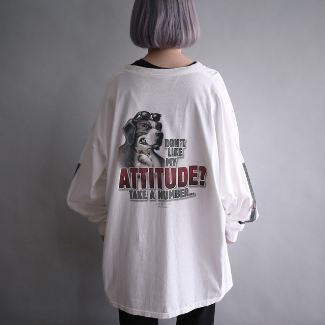 back and sleeve and front printed big l/s tee