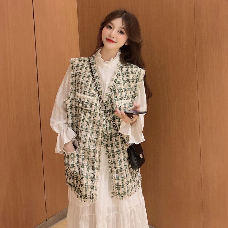 ロングスカート スプリングスタンダードホワイトドレス レトロ 春物 試着室88880508084