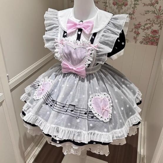 ゆめかわ♡チュールハートエプロン付きメイド服 kos28☆ | ゆめかわガール