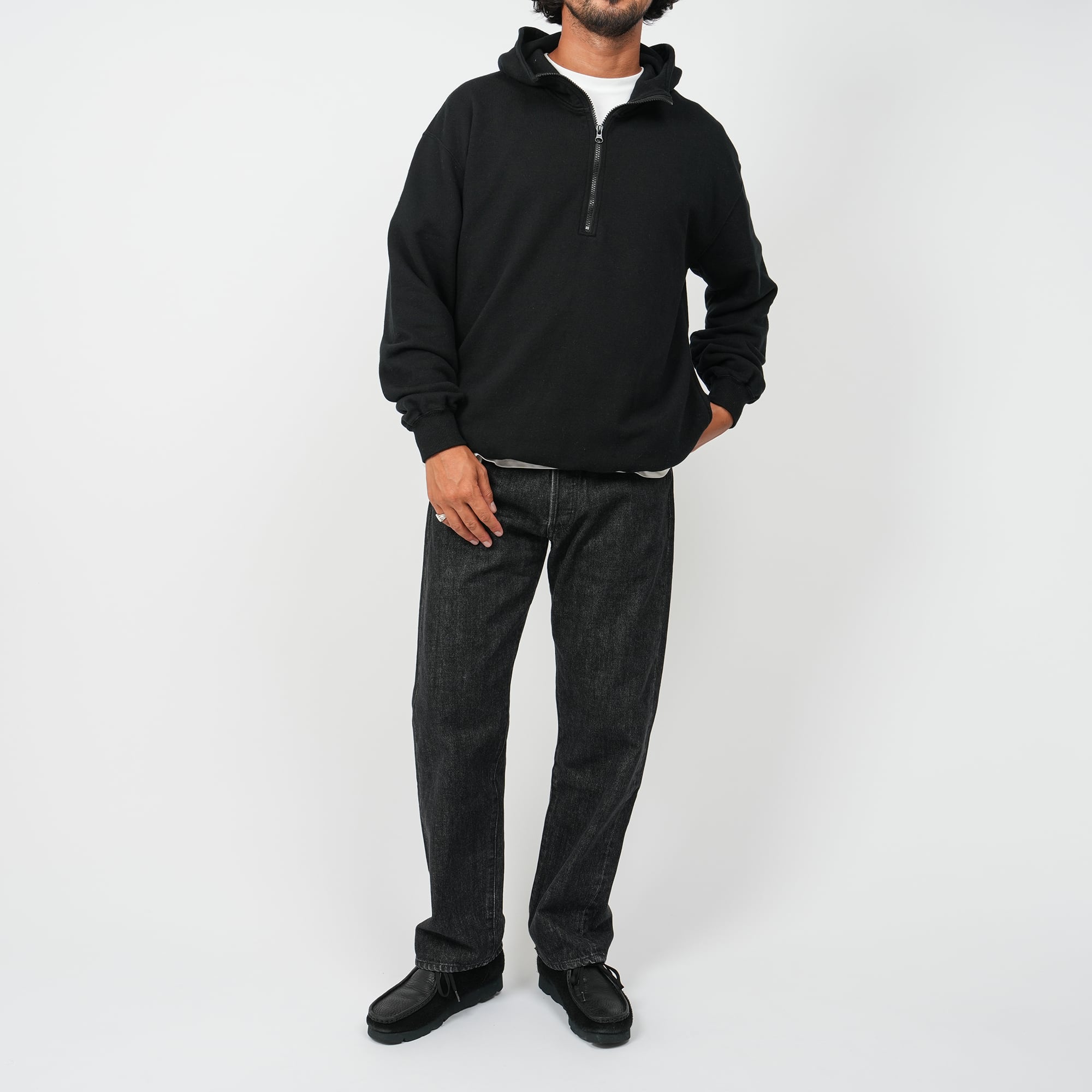 French Terry Half Zip Hoodie (black) | OVY