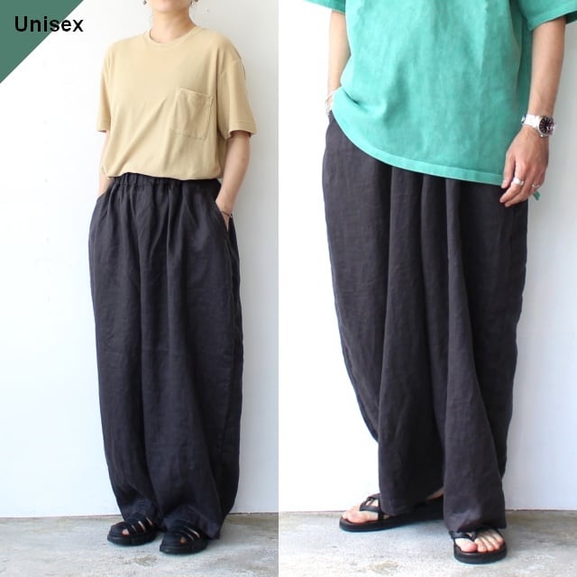 【再入荷】HARVESTY リネンイージーサーカスパンツ 40s-Linen Canvas Circus Pants (Charcoal)