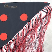 フラメンコ 衣装 シージョ ピキージョ 水玉 ドット 赤 黒 フレコ フリンジ トライアングル 三角形 装飾 小物 ブラック系 レッド系 フラメンコ衣装 おしゃれ 素材 鮮やか ステージ コスチューム ダンス 発表会 かわいい レディース