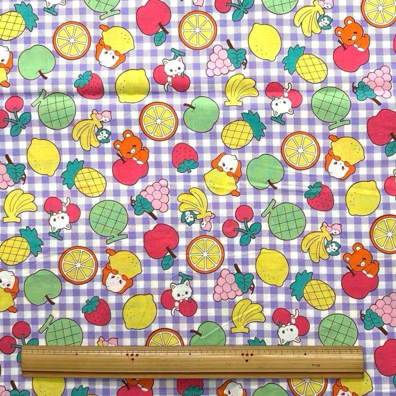 Cdr389-2◆1m◆SM◆綿100%シャーティング生地◆チェックレトロ柄