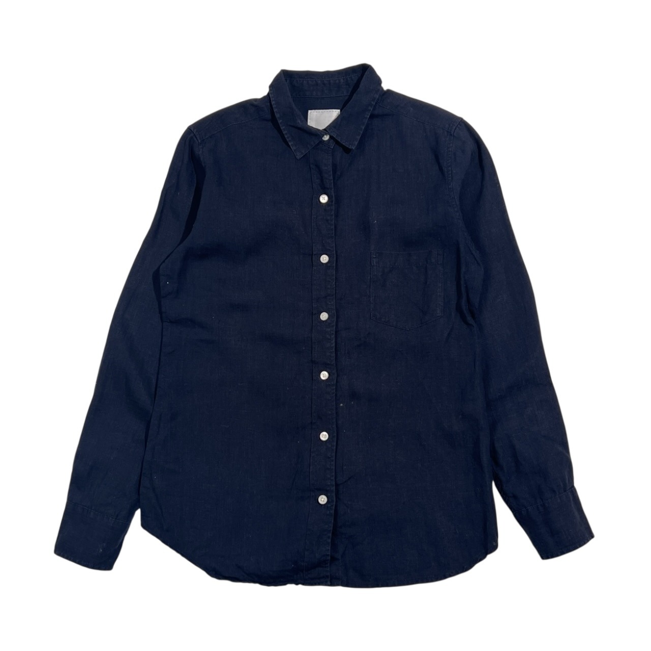 リネン100% SHIPS シップス 長袖シャツ サイズ 36 /ネイビー系 濃紺 レディース カジュアル