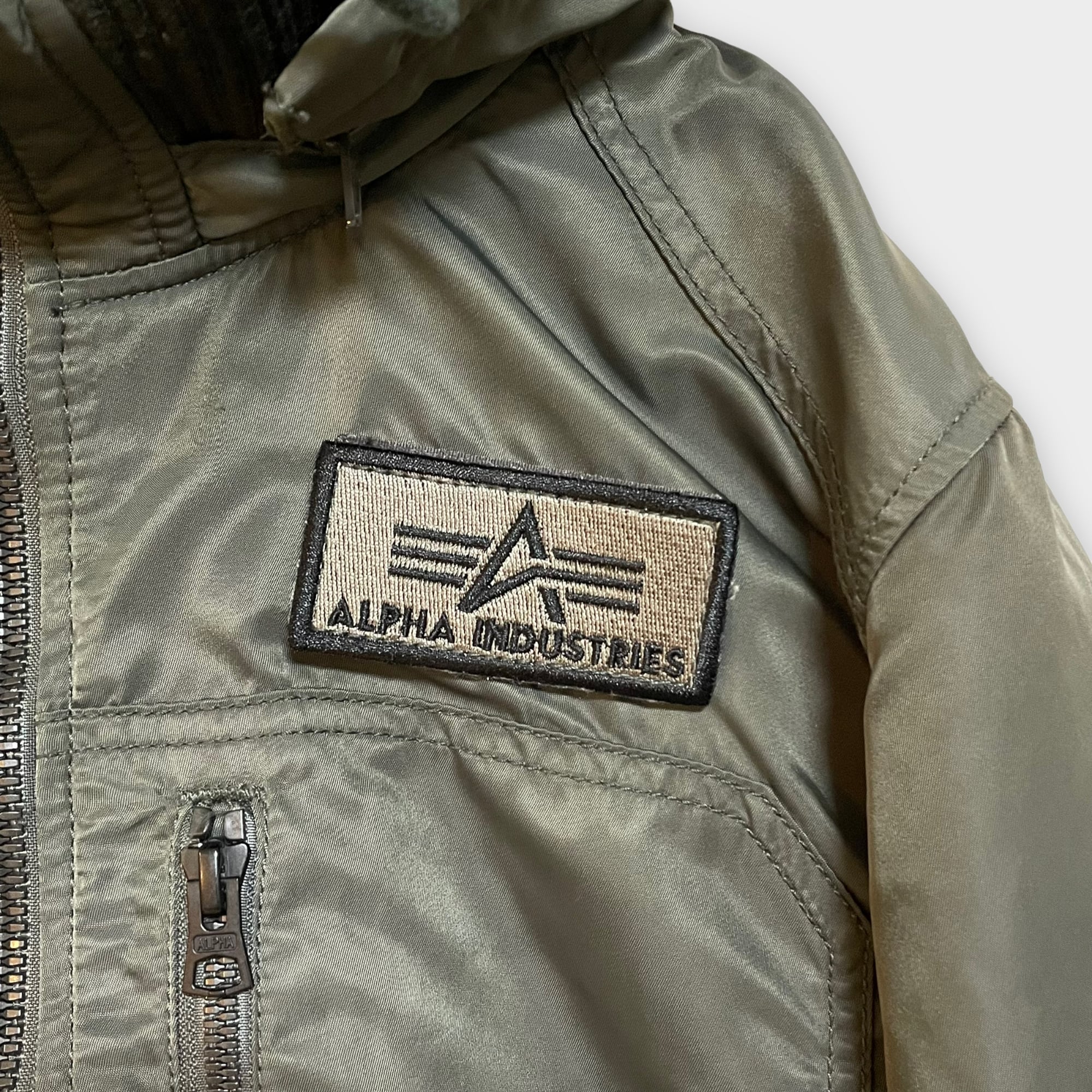 ALPHA INDUSTRIES】フーデッドリブジャケット フライトジャケット