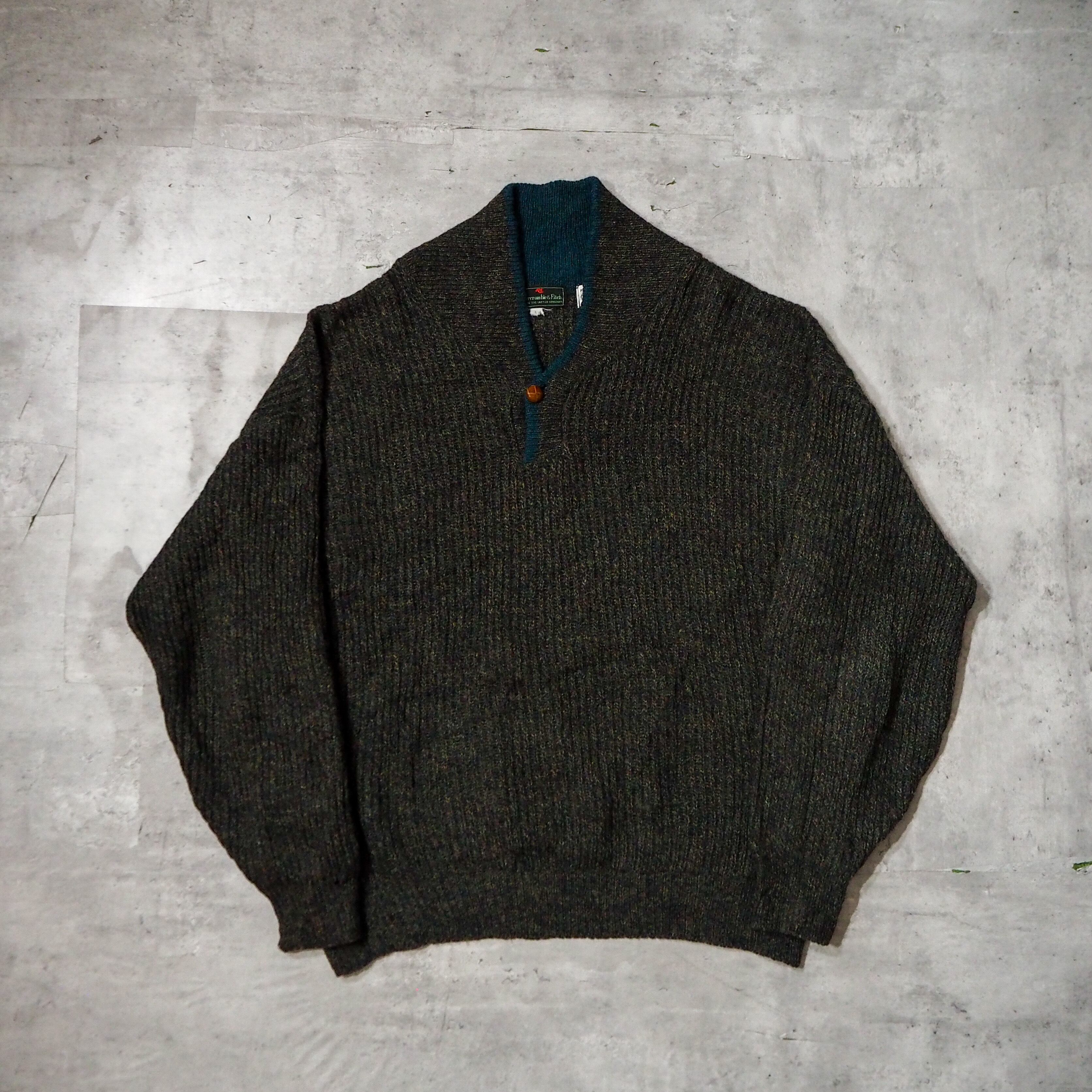 80s “ Abercrombie & Fitch” shawl collar wool knit made in united 