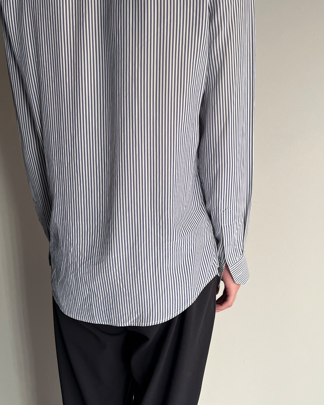 【CELINE】basic stripe compact silk shirt