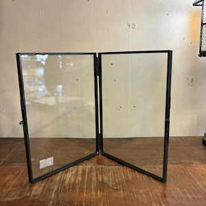 India Brass and Glass Photo Frame Double　ブラス＆ガラスフォトフレーム　ダブル　ブラック　写真立て　真鍮　ギフト　飾り　インテリア　玄関　寝室　シンプル