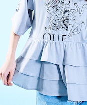 スイッチングフリルプリントTシャツ (WHITE) CQ-46070