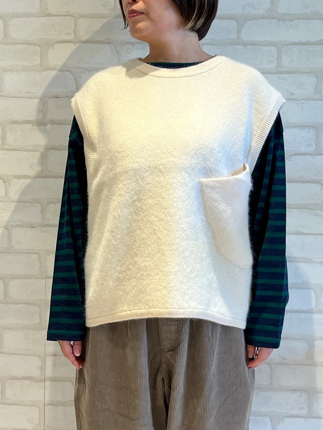 TANG/2320212/フォックス混ニットベスト(エクリュ)