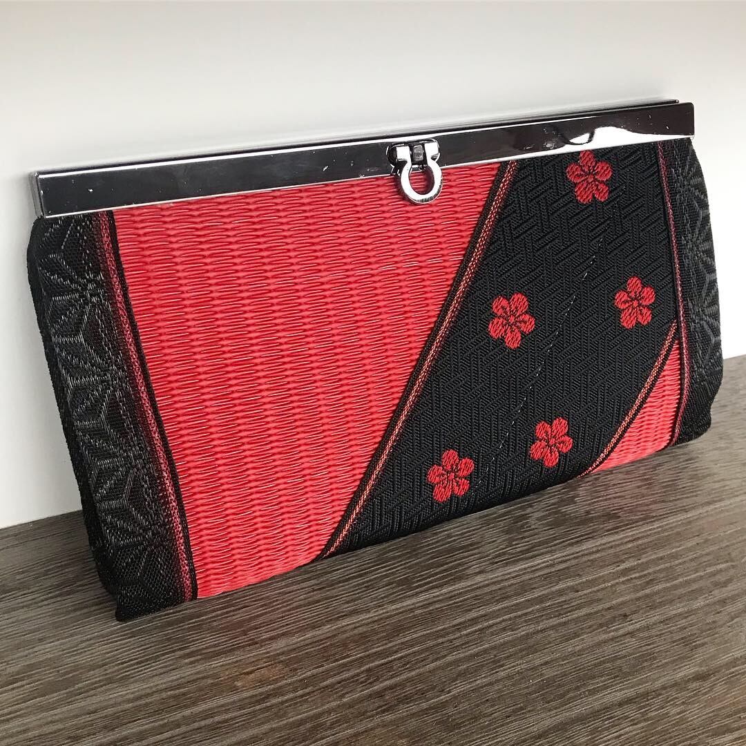 和風 畳がま口長財布 矢羽根＆ピンク桜 財布 | 和小物 畳屋