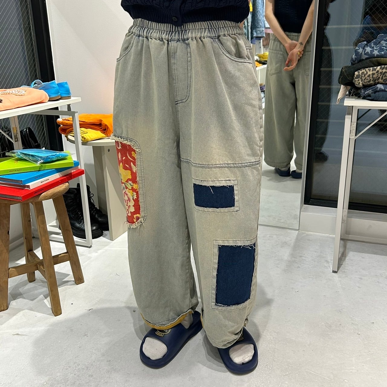 パッチワークデニムパンツ_LN02821
