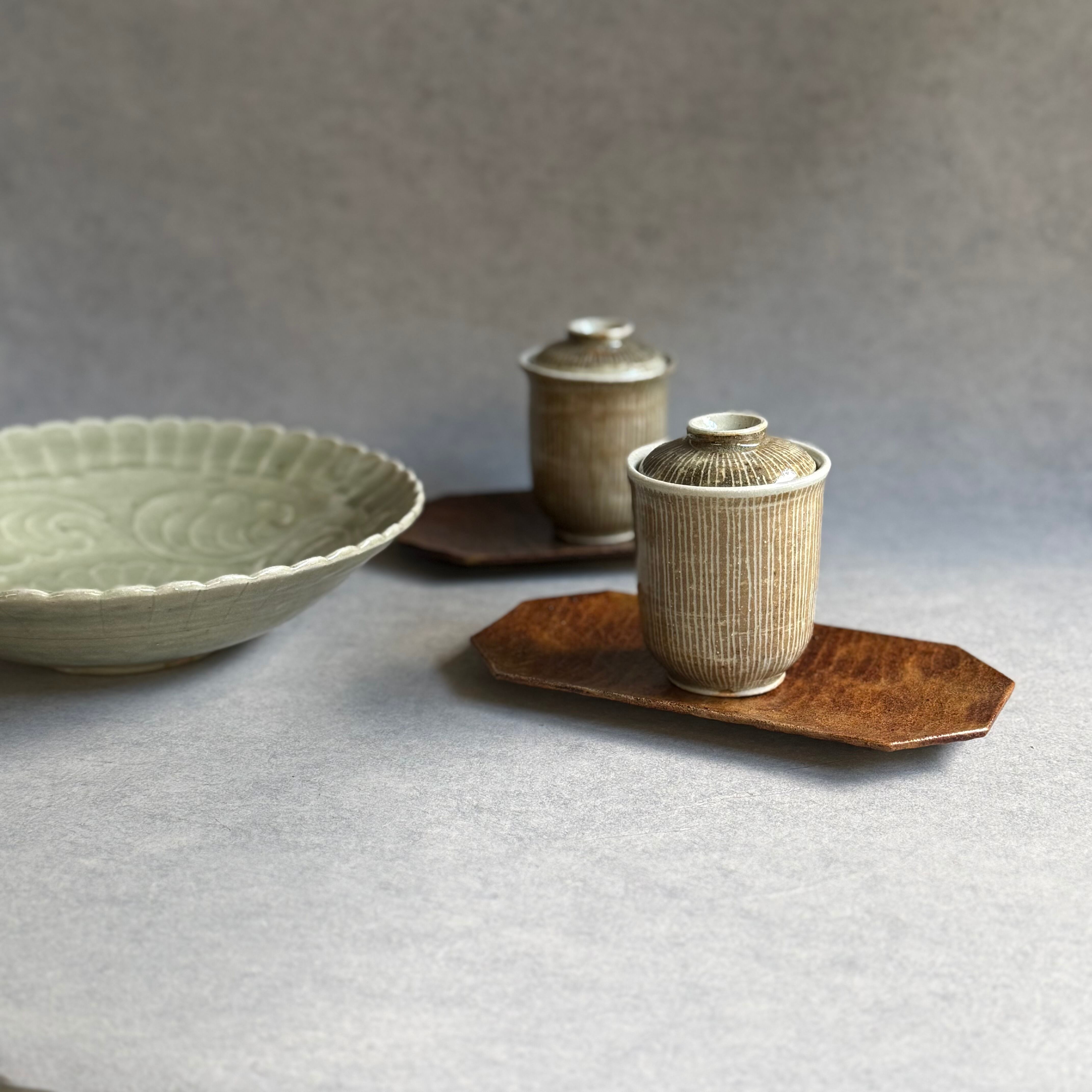 日高伸治 灰釉 印花菊花文碗 安南写 | gallery 一白