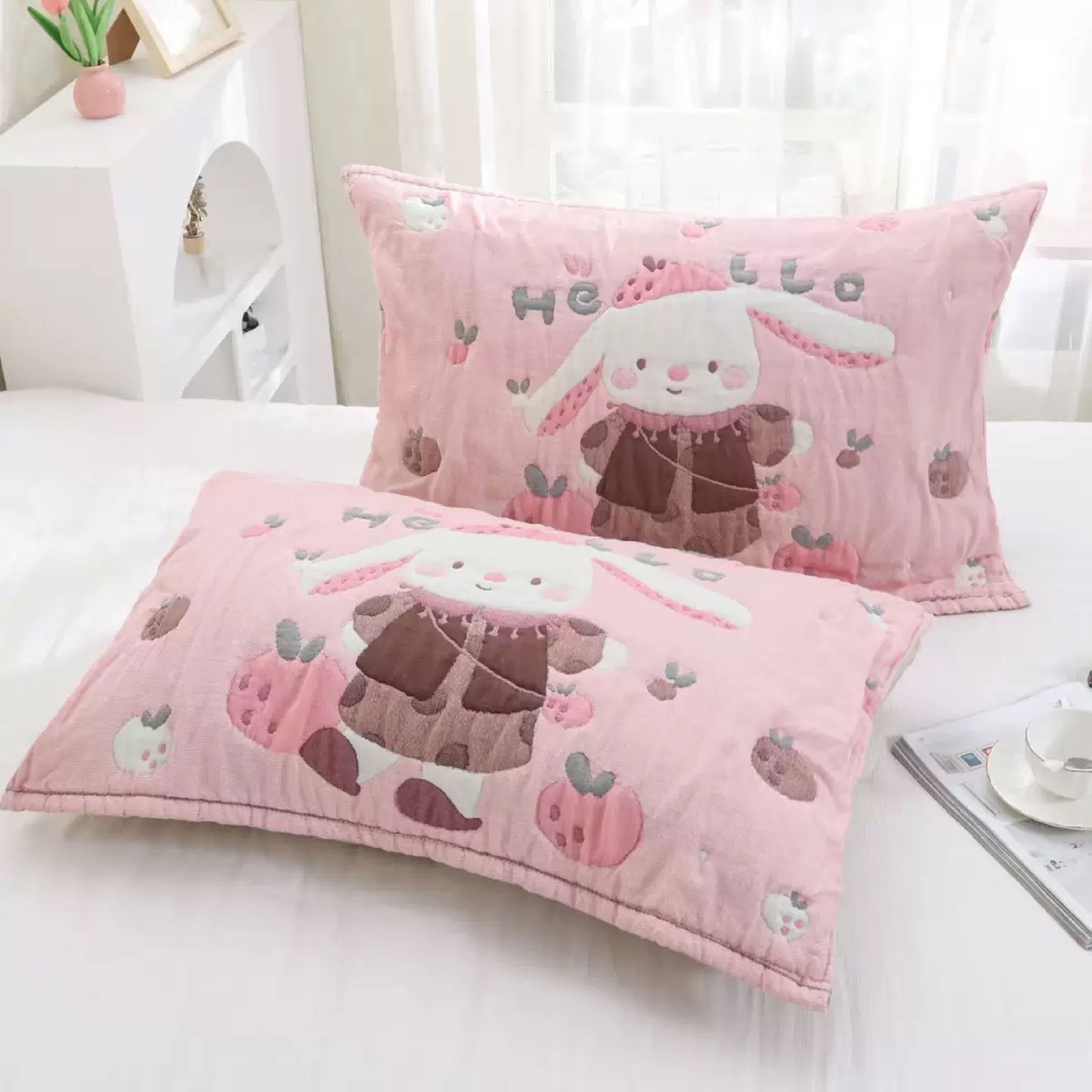 HY 625 . 「 2枚セット」枕パッド 綿ガーゼ キルティング 約52×78cm