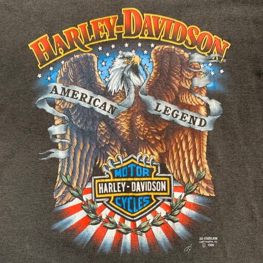 90's HARLEY DAVIDSON ハーレーダビッドソン RAT'S HOLE プリントTee