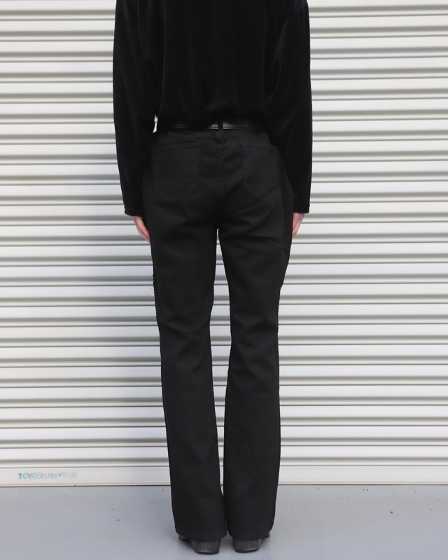Embroidered straight black denim